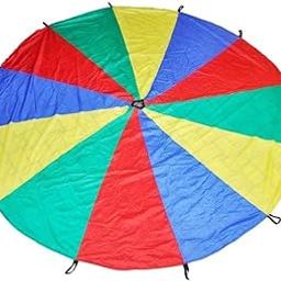 Kids Parachute 12 Feet 12 H&les with Carry Bag in Bright Colors for Outdoor Sports,Team Building,Kids Games,Multicolor, Parachute Theme-image-14