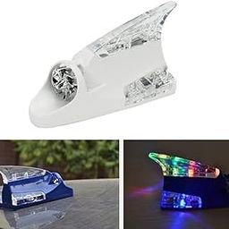 AutoBizarre Car Decorative Shark Fin Antenna with Wind Powered LED Multicolor Warning Strobe Lights Compatible with All Cars (White)-13
