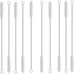 CSOK Straw Cleaning Brush Stainless Steel Nylon Cleaner Brushes for Long Straw with Tiny Brush for Straw Sipper (10, White)-image-66