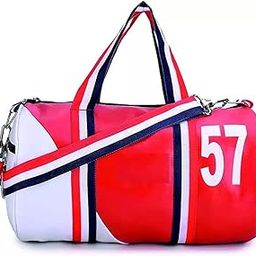 Gym Bag Leatherette ll Duffel Bag ll Shoulder Bag for Men & Woman ll Emboss Logo (White & RED)-image-53