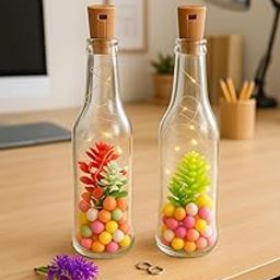 Glowing Wine Bottle Fairy Lights Set with Random Flower and Extra Batteries (Set of 2)-image-23
