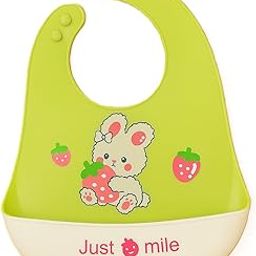 KIDS BASIC Silicone Baby Bib – Soft Waterproof Feeding Bib with Food Catcher Pocket | BPA Free, Soft Material Bib with Tray| Adjustable Neck Strap | For 6 Months To 2 Years-12