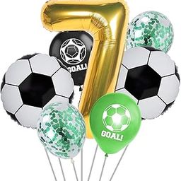 Party Propz Football Theme Happy Birthday Kit -Set of 7Pcs Football Birthday Decoration / 7th Birthday Decoration/Balloons for Birthday Decorations for Boys/Soccer Foil Balloons, Multicolor-image-79