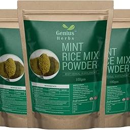 Genius Herbs Mint Rice Mix Powder - 100gms | Natural breath freshener | Rich in antioxidants | Soothes the stomach | Low in calories | Clears nasal congestion | No Chemicals | Pack of 3-image-30