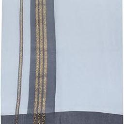 Mens Onam White SPL Double dhoti with Ash Border(1.28 X 3.60 Meter)-10