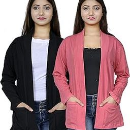 Women Pocket Shrug Pack of Two(Black,Orange)-54
