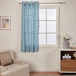 Amazon Brand - Solimo Premium Polyester Cotton Curtains | 135 GSM | 5 FT | Geometric Print | Easy Maintenance (Set of 2, Aqua)-8
