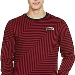Men Polyester Regular Fit Striped Crew Neck Overhead Sweatshirt-picture-26