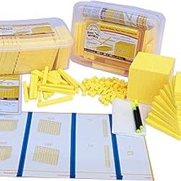 StepsToDo 131 Pieces Base Ten Blocks Kit. Yellow Color. with Place Value Mats and Activity Instruction Book. Teaching Aid. Build Solid Foundation of Number Sense and Place Value. Place Value Blocks.-19
