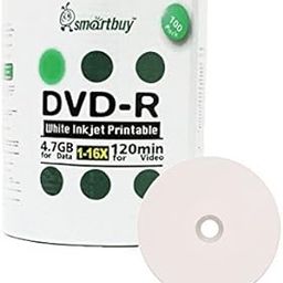 Smart Buy 100 Pack DVD-R 4.7gb 16x White Printable Inkjet Blank Media Record Disc 100 Disc 100pk-image-27