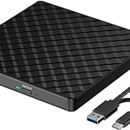 USB 3.0 & Type C External DVD Writer for Laptop, CD/DVD ROM +/-RW CD Burner,Portable DVD Optical Drive Player-4