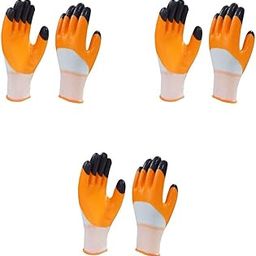 SAFEYURA Cut Proof Nylon Garden Gloves (Orange/Black) -3 Pairs-image-22