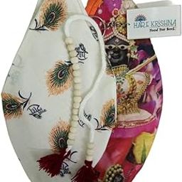 Hare Krishna Food For Soul Radhe Name White Cotton Jholi+Radha Raman Ji Bead Bag | Japa Mala Bag | Gomukhi Japa Mala Bag | Mala Jholi | Japa Beads Bag with Sakshi Mala & Keychain (Combo of 2)-image-83