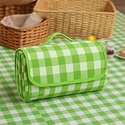 AIERSA Foldable 6.5x5 Feet King Size Picnic Waterproof | Chatai/Beach Mat Perfect for Picnics, Park, Camping, Garden, Yoga | Sleeping Mat for Floor | Check - Green-image-22