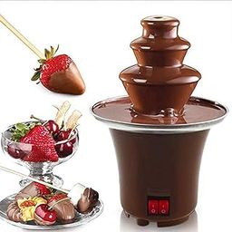 LDG WARE Chocolate Fondue Fountain With 3 Layers Creative Design Electric Mini Chocolate Melt With Heating Machine For Household Birthday Party, Home & resturant - Brown Color.-image-3