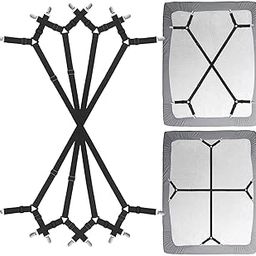Siaomo Bed Sheet Fasteners Straps - 2 Way Adjustable Crisscross Sheet Corner Holder Straps Gripper Clips Elastic Sheet Band Suspenders Fasteners(2 Set/4Pcs, Black)-picture-19