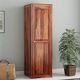 CentreWood Sheesham Wood Wooden Single Door Wardrobe Organizer for Clothes | - Solid Wood Almirah with 5 Shelves - Cupboard for Large Bedroom, Natural Finish-image-92