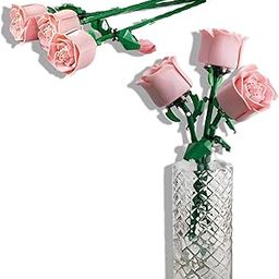 3 Pcs for Lego Flower Bouquet Set Pink Rose Flower Gifts for Lego Set with Building Blocks for DIY kit Craft (Includes 3 Flowers)-image-88