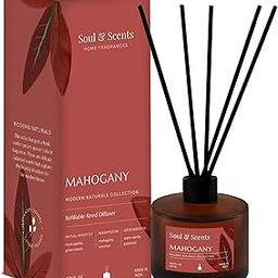 Premium Mahogany Reed Diffuser Set | 6 Fiber Reed Sticks | Toxin-Free, Stress Relief & Aromatherapy | Long-Lasting, Smoke-Free Air Freshener for Home, Bedroom & Office | 120 ml-24