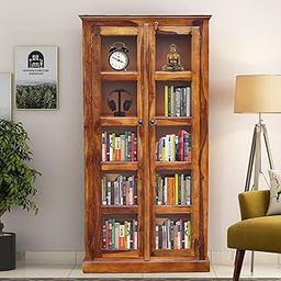 Wooden Crockery Cabinet with Glass Door | Wooden Showcase Almirah | Book Shelf Crockery Unit for Home & Kitchen Living Room-19