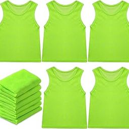 Sintege 12 Pcs Soccer Pinnies Basketball Jersey Team Practice Vests Nylon Mesh Scrimmage for Youth Kids Sports Football, Green, Small-image-14