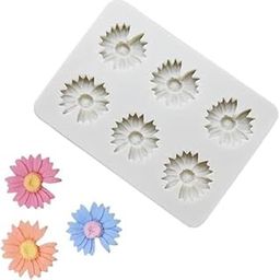 Skytail 6 Cavity Daisy Sunflower Flower Silicone Fondant Mould for Chocolate Candy Cake Decoration Cupcake Topper Jelly Dessert Ice Cube Sugarcraft Clay Candle Wax Soap Mini Resin Craft Jewelry Mold-10