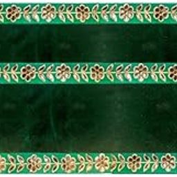 Dulhan 10 x 30 inch DLC Designer Long Velvet Pooja aasan Cloth for God Idol, Chowki Asan kapda, Green Bhagwan aasan Altar Cloth for Puja Mandir Table and Temple Shelf, Diwali Decoration (Pack of 2)-0