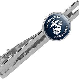 United States Marine Corps USMC White Blue Logo Officially Licensed Round Tie Bar Clip Clasp Tack Silver-image-72