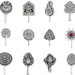 Oxidised nose pin for women | Clip on | Press On | Without piercing | Silver | Latest nose pin deigns-picture-11