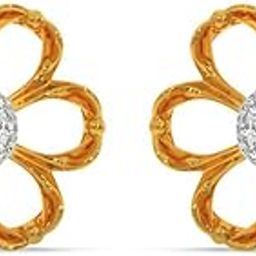 JEWELS 14K BIS Hallmark Pure Yellow Gold & SI Real Diamond Stud Earrings For Women with Screw Back clouser-image-79