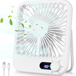 Dealswin Portable Desk Fan, 0-100 Speeds Adjustable Rechargable USB Mini Fans, Long Battery-life 80° Tilt Angle for Home Office Outdoor-30