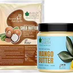 Bliss of Earth Shea Butter + Mango Butter Great For Skin & and Hair care | Stretch Mark | Skin Smoothing | Moisturizer | DIY Products 100gm Each-39