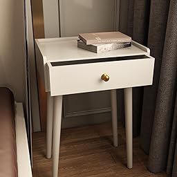 ETIQUETTE ART Bedside Table for Bedroom Office Home Accessories Office Nightstand Bedroom Bedside Cabinet Wood Furniture Storage Cabinet Side Tables for Living Room (White)-image-28