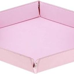 THE STYLE SUTRA Dice Folding Hexagon Tray PU Leather Dice Rolling Tray for DND Game Pink-image-14