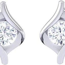 Made with Swiss Zirconia 925 Sterling Silver Platinum Plated Mia Solitaire Earring | Gift For Women & Girls-image-67