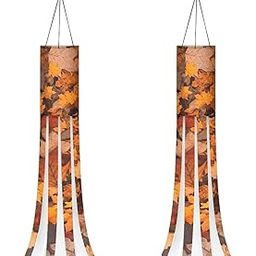 2 Pcs Fall Leaves Windsocks Hanging Windsock Autumn Decorations,Wind Sock with Tails for Home Yard Patio Lawn Garden Decoration,2 Pack-picture-16