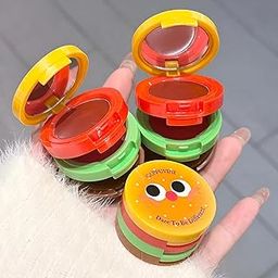 CAPPUVINI Butter Burger Lip Paste | Baby Pink Brown Red Wine | Non-Sticky Long-Lasting | Creamy Velvet Matte Finish Lipstick | Cute Round Burger Shape Lip Balm Pots | For Teens & Makeup Lovers | Lip Care Combo Pack Set For Women-1