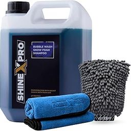 ShineXPro 2.7 Ltr Foam Car Wash Shampoo With 2Pcs 400GSM Microfiber Cloth & Wash Mitt - Thick Foam With Shine Enhancing Formula-12