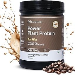 DAME HEALTH Men Power Plant Protein | Sugar Free | 5 Natural Herbs | 4.5gm BCAAs | Support Immunity, Fertility & Weight Management | Easy to Digest | Pack of 1 (Caffe Mocha-500gm)-image-47