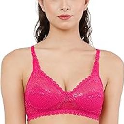 Women’s Cotton Full Coverage Non-Padded Wire-Free Anti-Bacterial Lace Bra for Bridal (in, Numeric, 38, B, Regular, Pink, B)-8