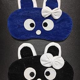 JUZZII Velvet Cute Baby Doll Sleeping Eye Shade Mask for Women Girls Kids Boys - (Blue- Black) Model-No.52-50-image-52