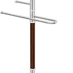 Vastra Dandy Clothes Valet Stand, Freestanding Suit Hanger, Stable Heavy Base, Chrome Plated Steel/Wood-image-53