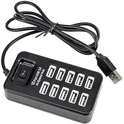 Meshiv 10 Port USB 2.0 Hub Splitter with Power/Data Port, 5gbps Hi-Speed Data Transfer, Plug and Play, USB Charging Docking Station Gaming Hub for Laptop, Computer (Black-Round) (10 Port 1 Switch)-23