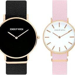 Joker & Witch Stainless Steel Joker And Witch Andrew & Margaret Couple Analogue Watches, White Dial, Pink Band-24