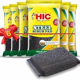 HIC HAMARA INDIA CLEAN Stainless Steel Scrub Scratch Proof Kitchen Utensil Dish wash, Steel Scrubber Pad ( Standard , Pack of 6)-image-43