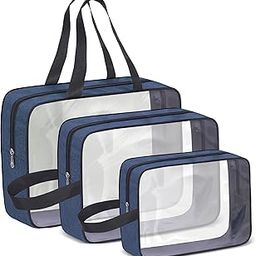 Cranique Set of 3 Multipurpose Transparent Toiletry Bag for Women & Men, Travel Storage Bag, Travel Pouch for Makeup Cosmetic, Travel Organizer for Toiletries (QTSP1_Blue_3Q)-image-41