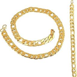Micron Gold plated Heavy ChainN ecklace and matching Bracelet Wedding Jewellery combo for Men (CMSV1338)-image-24