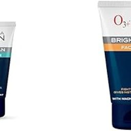 O3+ ALPHA MEN Acno D-TAN Face Wash with Hyaluronic & Mint & O3+ ALPHA MEN Bright Glow Face Wash 50g Combo-3