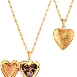 Jewellery for Less Classic Stylish Gold Plated Heart Design Openable Photo Locket Pendant with Chain Women & Girls-image-9