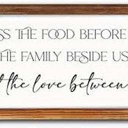 Bs amor photo frame Wooden Wall Sign - "Bless the Food Before Us, the Family Beside Us, and the Love Between Us" - Vintage Farmhouse Decor for Living Room, Bedroom, Kitchen, Bathroom, Living Room Decoration Wall Decor 32x17 cm-image-80